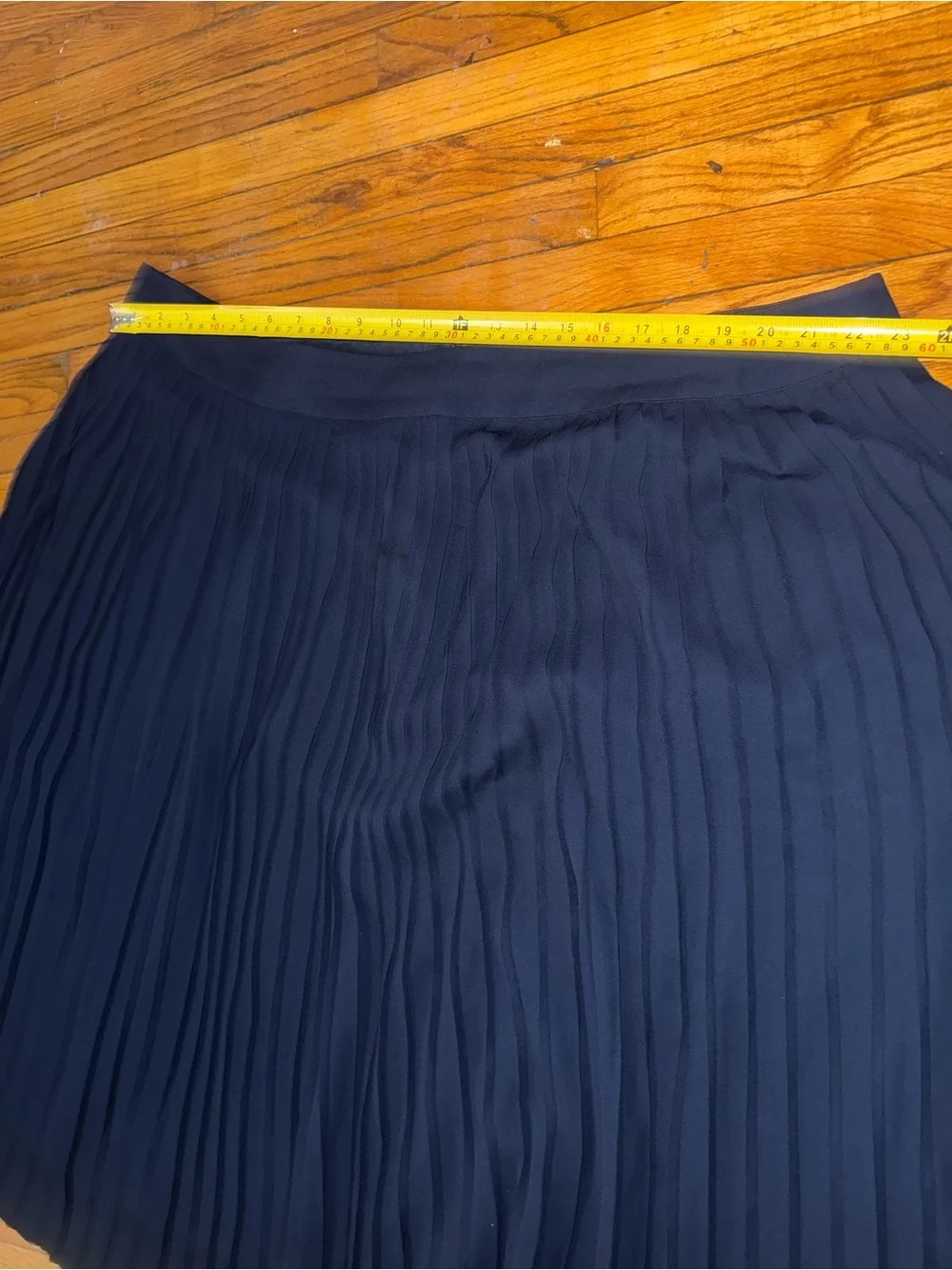 J.Crew Navy Pleated Midi Skirt Size 24 Plus Size Preppy Lined Classic